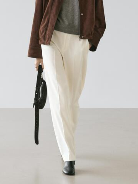 Massimo Dutti Прямые струящиеся брюки, кремовый