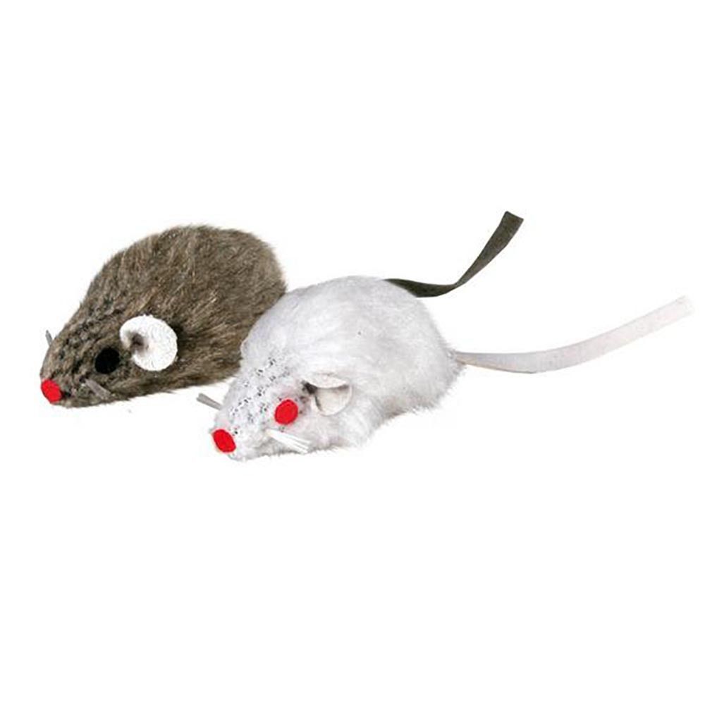 Мышь 2 шт 5 см белая/серая (плюш) (Trixie 4069)