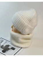 комплект шапка с шарфом- снуд зимний вязаный