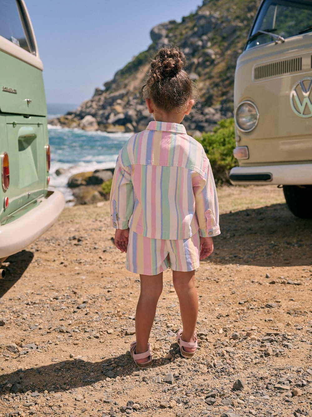 Рубашка и шорты в комплекте для девочки Next AA4-012, Кремовый, Розовый, Синий