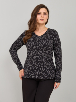 Лонгслив ЛНкл-080/черный-белыйгорох