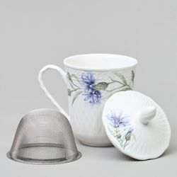 КРУЖКА ЗАВАРОЧНАЯ LEFARD "ВАСИЛЬКИ" С КРЫШКОЙ И СИТОМ 350 МЛ