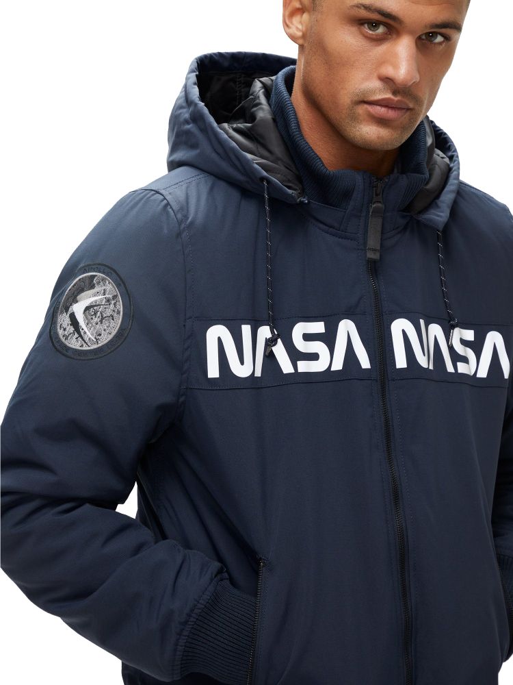 Куртка Alpha Industries MA-1 Hooded NASA II Blue (Синяя)