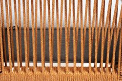 "Канны" кресло плетеное из роупа, каркас алюминий светло-серый (RAL7035) муар, роуп оранжевый меланж круглый, ткань светло-серая