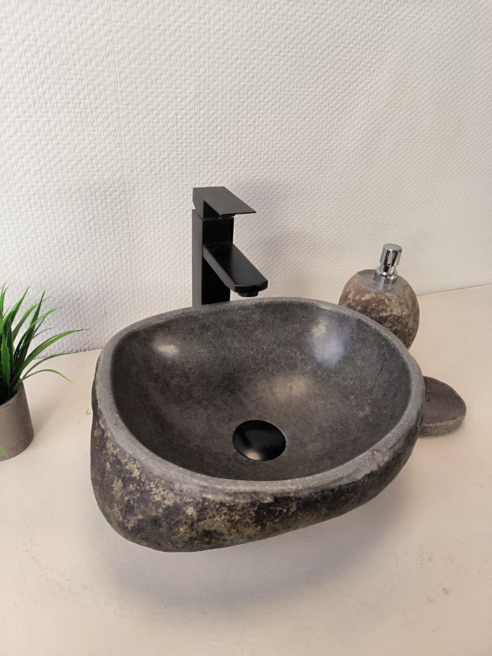 Раковина из речного камня RS-65994 39х31х16 из натурального камня