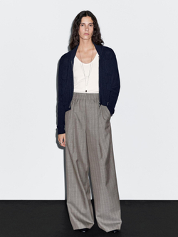 Massimo Dutti Брюки в тонкую полоску из 100% шерсти, серо-бежевый