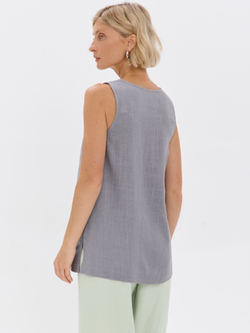 Удлиненный топ из льна с V-вырезом