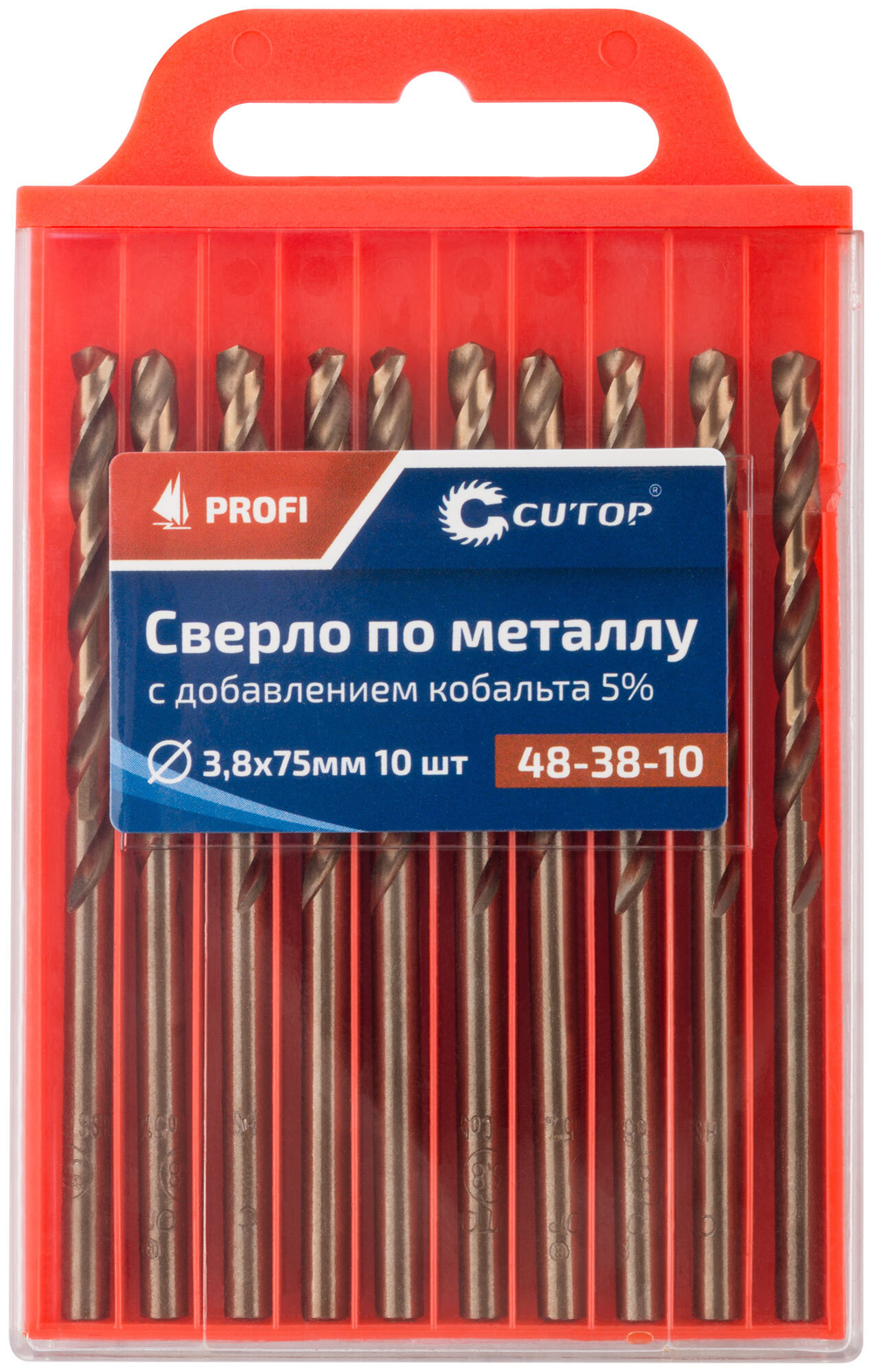 Сверло по металлу Cutop Profi с кобальтом 5%, 3,8 x 70 мм (10 шт) 48-38-10