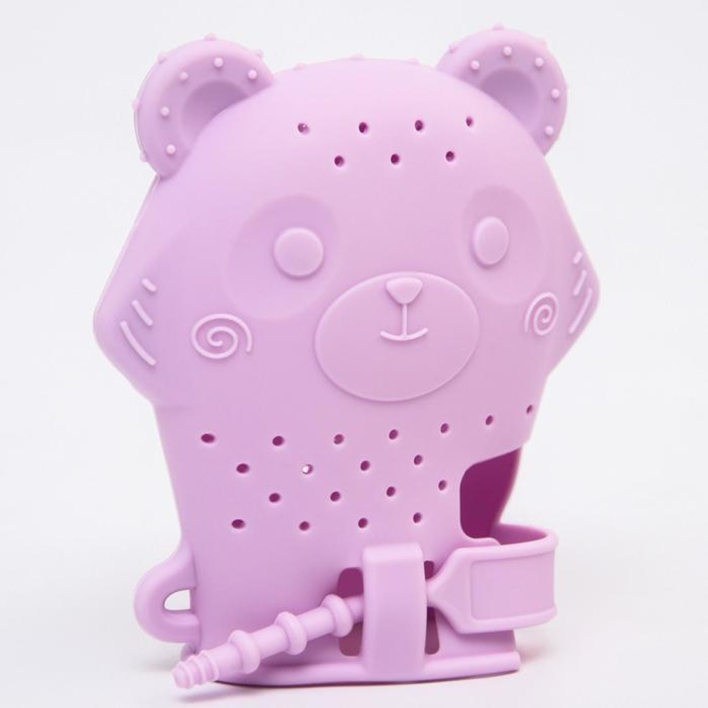 6537257 Прорезыватель рукавичка «Мишка», силиконовый, цвет фиолетовый