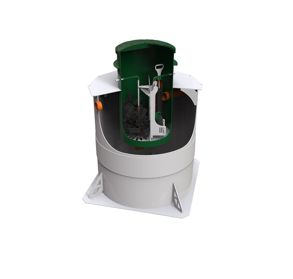 Станция биологической очистки Коло Веси Zorde 7 самотечная/ 1400 л. в сутки / до 8 чел. / самотечный сброс / компрессорный аэрация (1500x1500x2080см;130кг;) - арт.560215