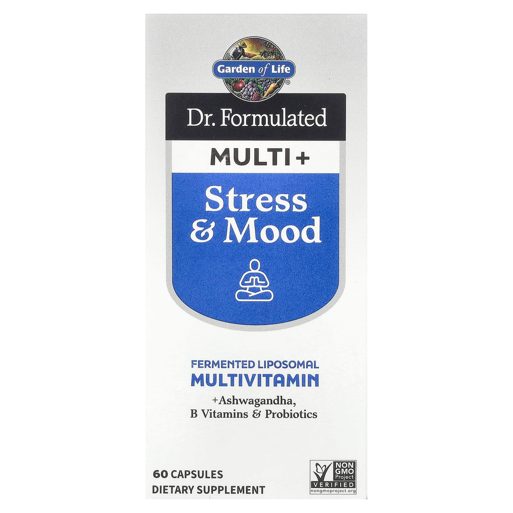 Garden of Life, Компания Dr. Formated Multi +, для снятия стресса и хорошего настроения, 60 капсул
