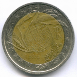 2 евро 2004 год. Италия. 50 лет Всемирной Продовольственной программы. Биметалл VF