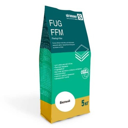 Strasser FUG FFM 01 - Сухая затирочная смесь для широких швов, белый (3-20 мм), 5 кг.