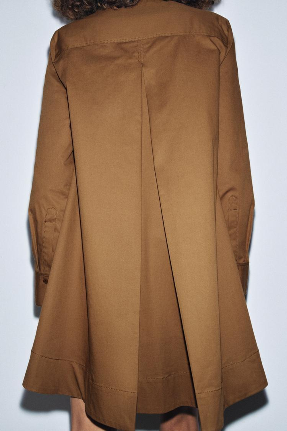 ZARA ПЛАТЬЕ-РУБАШКА ИЗ ПОПЛИНА — ZW COLLECTION, РЫЖЕВАТО-КОРИЧНЕВЫЙ МЕЛАНЖ