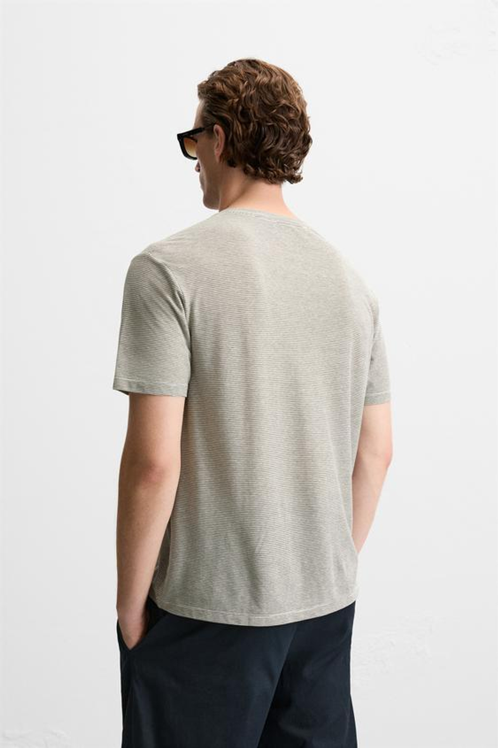 ZARA ФУТБОЛКА ИЗ РЕЛЬЕФНОЙ ТКАНИ В ПОЛОСКУ, ЭКРЮ/КОРИЧНЕВЫЙ