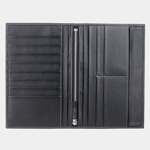 Кошелек мужской кожаный, теленок черного цвета