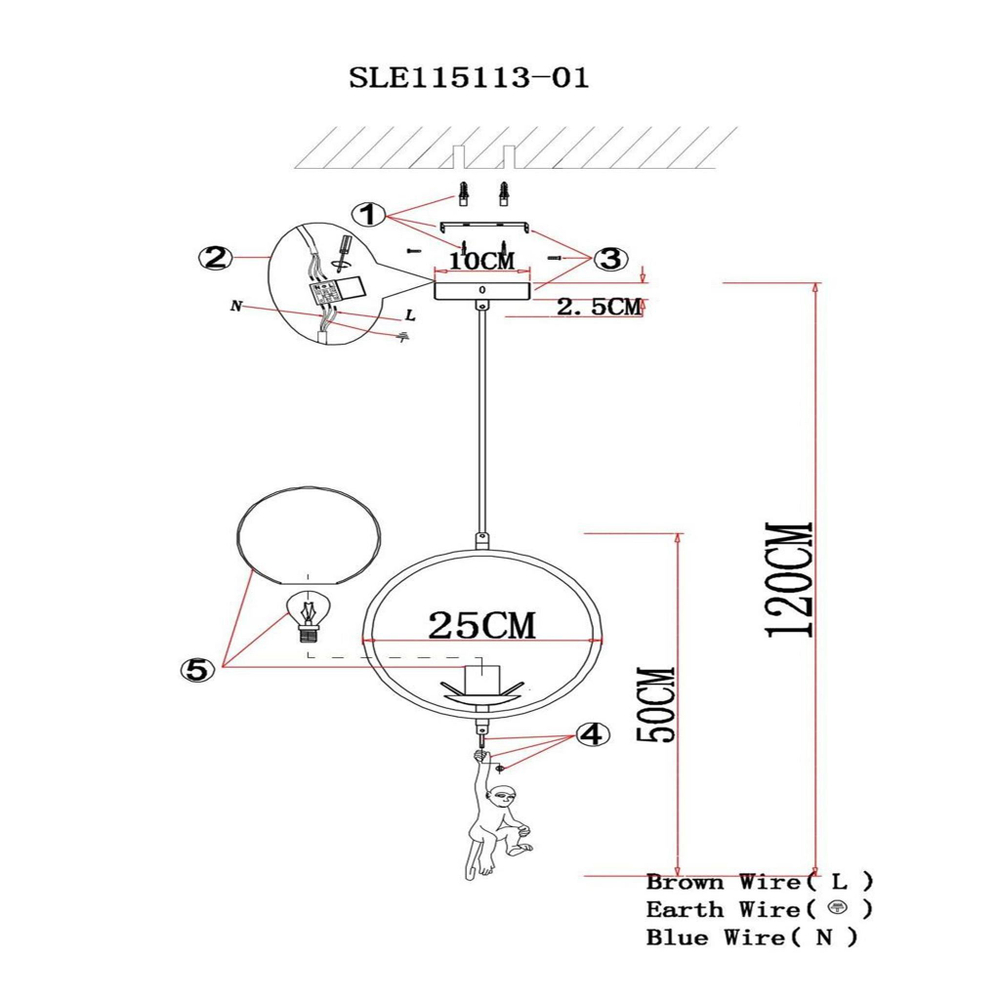 SLE115113-01 Подвес Белый/Белый E27 1*60W