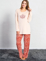 Велюровая женская пижама с брючками (Размер: L) (Цвет: оранжевый)