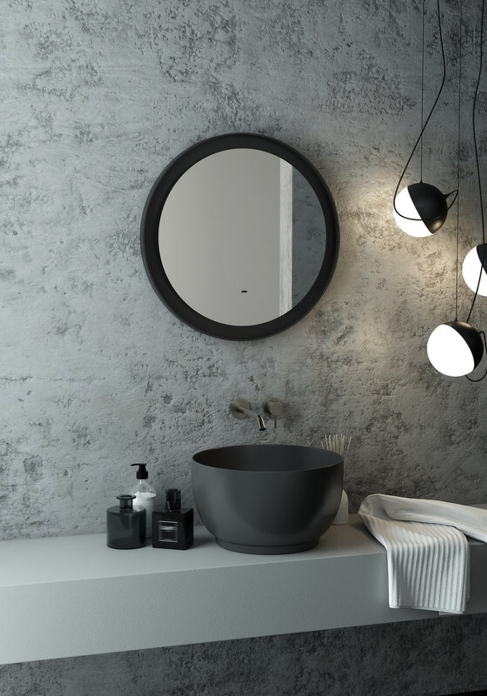 Зеркало "Planet black Led" D 600 с бесконтактным сенсором