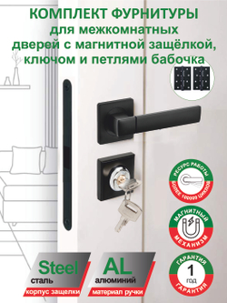Дверная ручка межкомнатная с замком и петлями