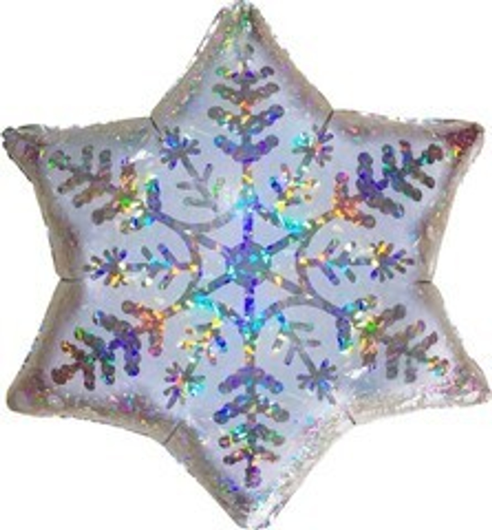 К Снежинка, Серебро, Голография, 18"/46 см, 1 шт.