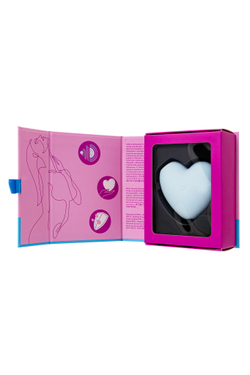Вакуум-волновой стимулятор клитора с вибрацией Satisfyer Cutie Heart, силикон, голубой, 7,7 см