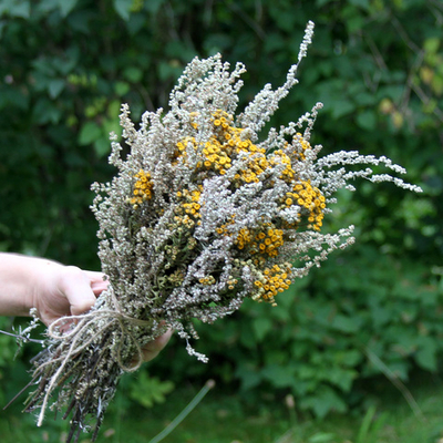 Букет сухоцветов Пижма и Полынь 30х25 см