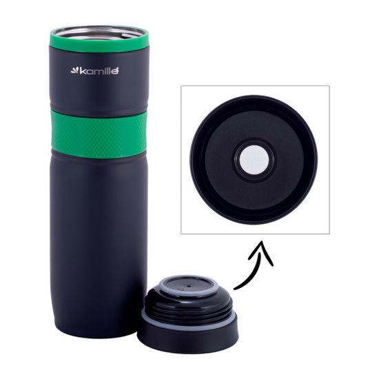 Термокружка 900 мл. из нержавеющей стали Kamille KM-2068 с TPR-вставкой