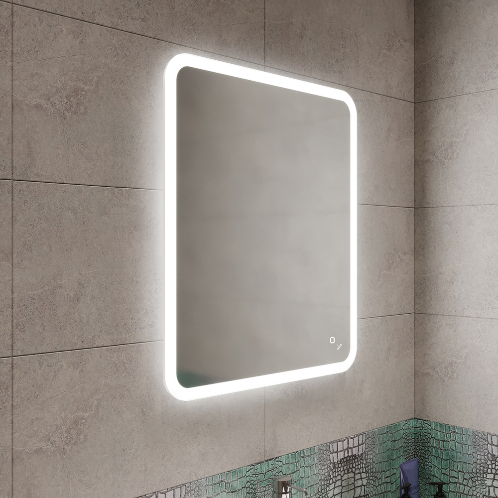 Зеркало MIXLINE "Колорит" ЭКОНОМ 600*700 (ШВ) сенсорный выкл, светодиодная подсветка, универс.крепеж