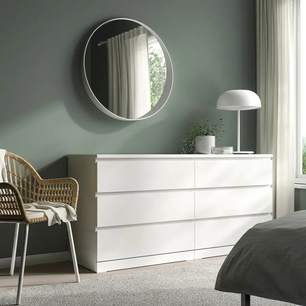 Комод с 6 ящиками - IKEA MALM, 160x78х48 см, белый МАЛЬМ ИКЕА