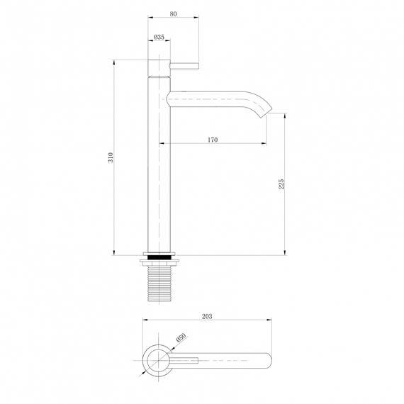 Смеситель ABBER Wasser Kreis AF8111NG для накладной раковины, никель