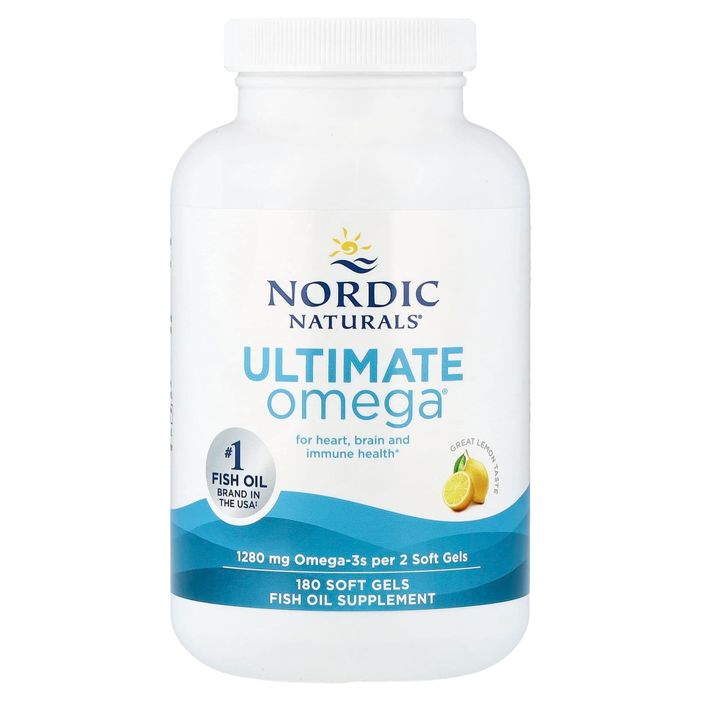 Nordic Naturals, Ultimate Omega®, омега-3 кислоты, со вкусом лимона, 180 капсул (640 мг в 1 капсуле)