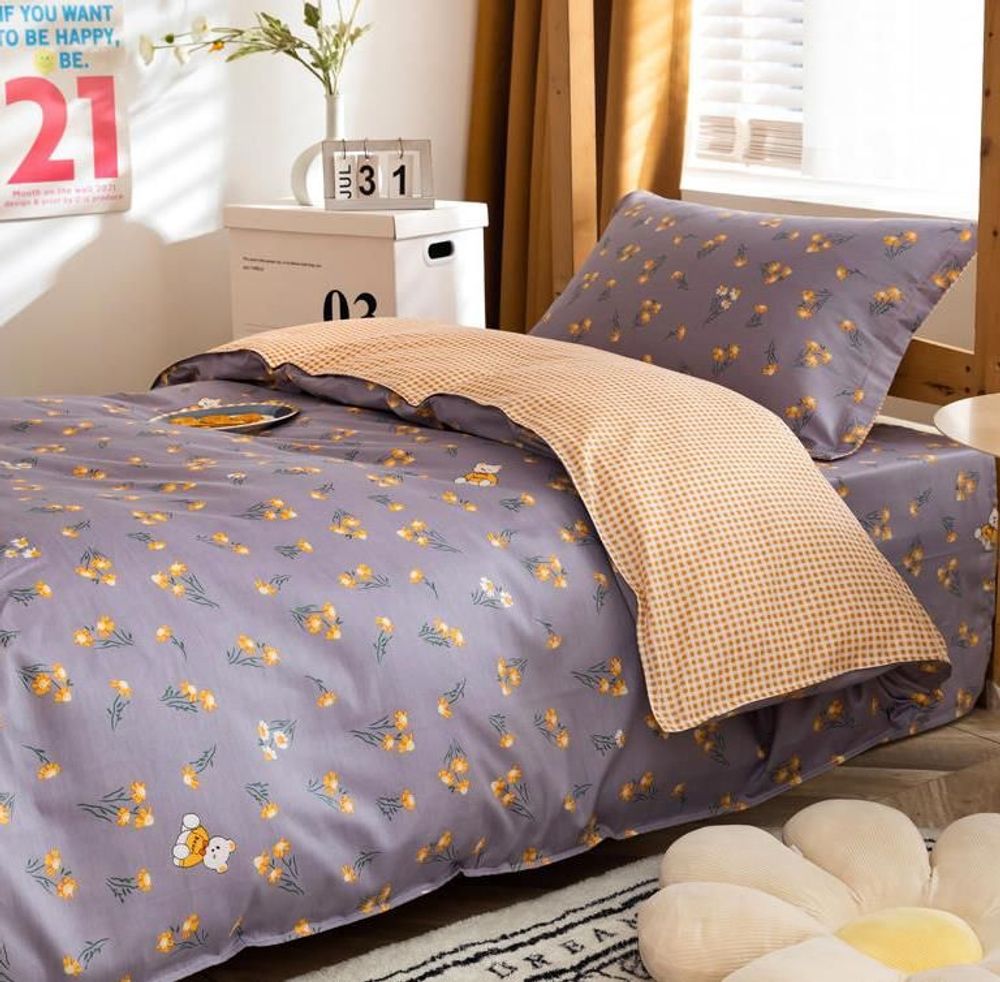 ZEPHYR HOME КПБ 1.5 Полуторка Сатин серый цветы