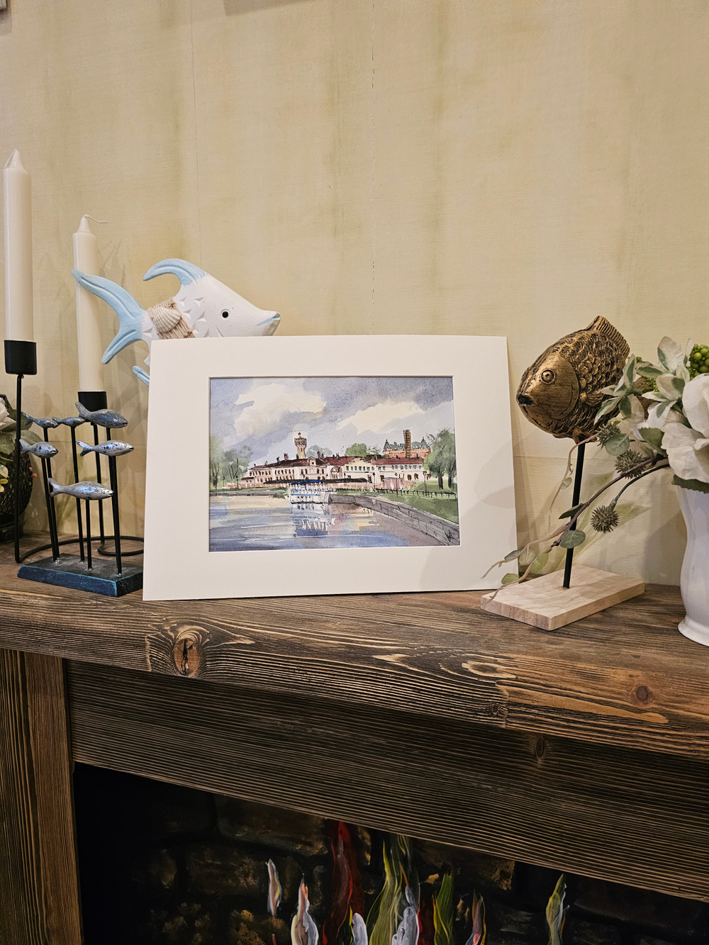 Картина авторская акварельная в паспарту 21х30 см на стену для интерьера "Шпулька. Иваново"