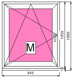 Пластиковое окно с поворотно-откидной створкой 1050 х 900 ТермА Эко + Москитная сетка