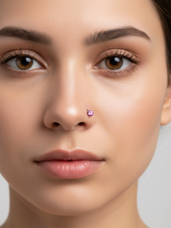 Нострила изогнутая для пирсинга носа из медицинской стали с кристаллом 3 мм.