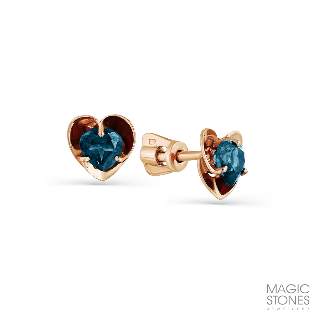 Серьги из золота 585 пробы с Топазом