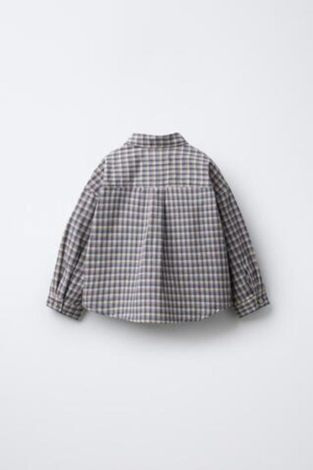ZARA Х BENSIMON ® РУБАШКА В КЛЕТКУ С ДЛИННЫМИ РУКАВАМИ, СИНИЙ