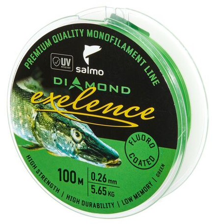 Леска монофильная Salmo Diamond EXELENCE FLUORO COATED Green 100/026