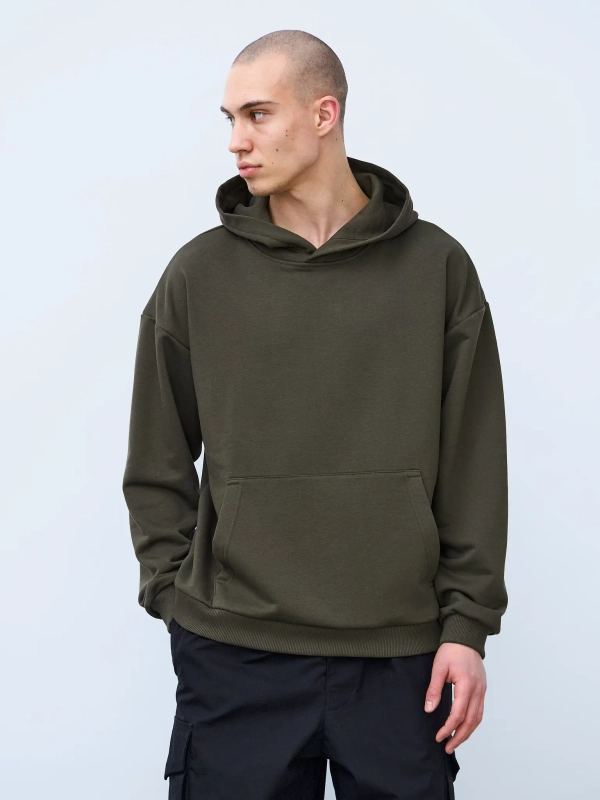 Худи оверсайз без начеса (хаки)