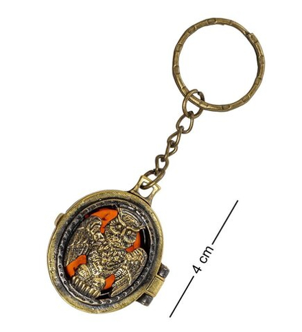 AM-1612 Брелок «Медальон Филин» (латунь, янтарь)