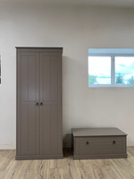 Шкаф для одежды, 79х35х185, Индра, распашной, в прихожую и ванную, МДФ, серый, Dipriz