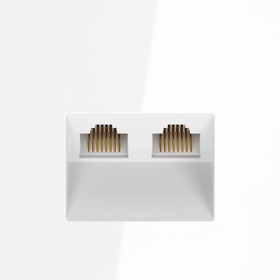 Розетка компьютерная встраиваемая VOLTUM S70 двойная RJ45+RJ45 кат.6, (белый глянцевый)