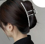 Заколка Краб. Модерн. Усиленная. Металлическая. Для прически хвост. Для всех типов волос. Цвет серебро