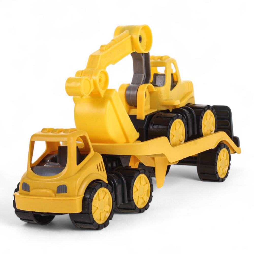 Пластмассовая игрушечная машина Toy Bibib "Эвакуатор с экскаватором", упакет полиэт.сетка