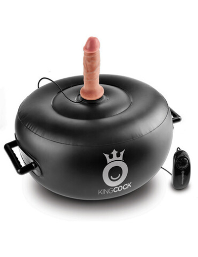 Вибро-подушка с двумя фаллосами Vibrating Inflatable Hot Seat (Цвет: телесный с черным)