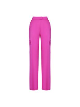 Брюки прямого кроя из сатина с накладными карманами