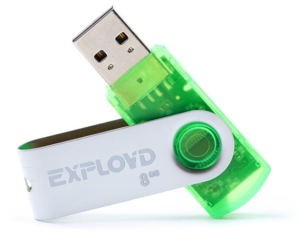 USB Флешка 8GB Exployd 530, USB 2.0, зеленая
