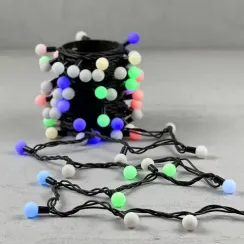Светодиодная гирлянда шарики Fiesta, 10 м., 100 RGB LED ламп 23 мм, черный каучук, LTC (RGB BB100-2-2RGB)