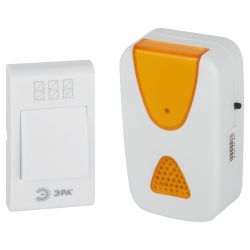 Звонок дверной ЭРА A02 беспроводной аналоговый белый с оранжевым 32 мелодии | Электрозвонки беспроводные